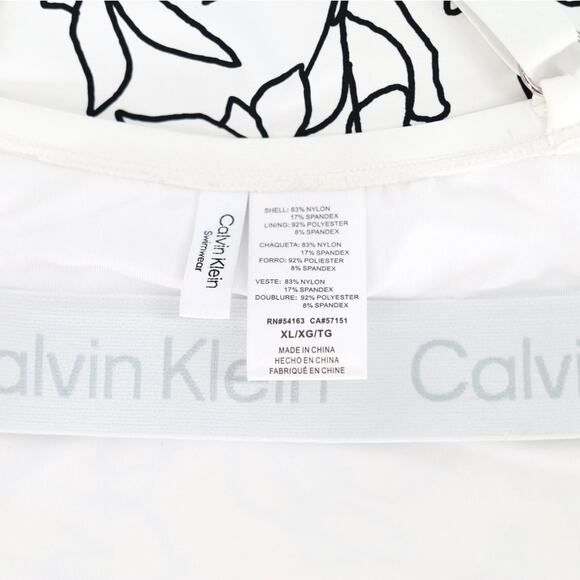 Calvin Klein Women White Printed High-Neck Cross-Back Swim Tankini Top Size XL - Picture 7 of 7